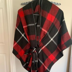 Plaid poncho